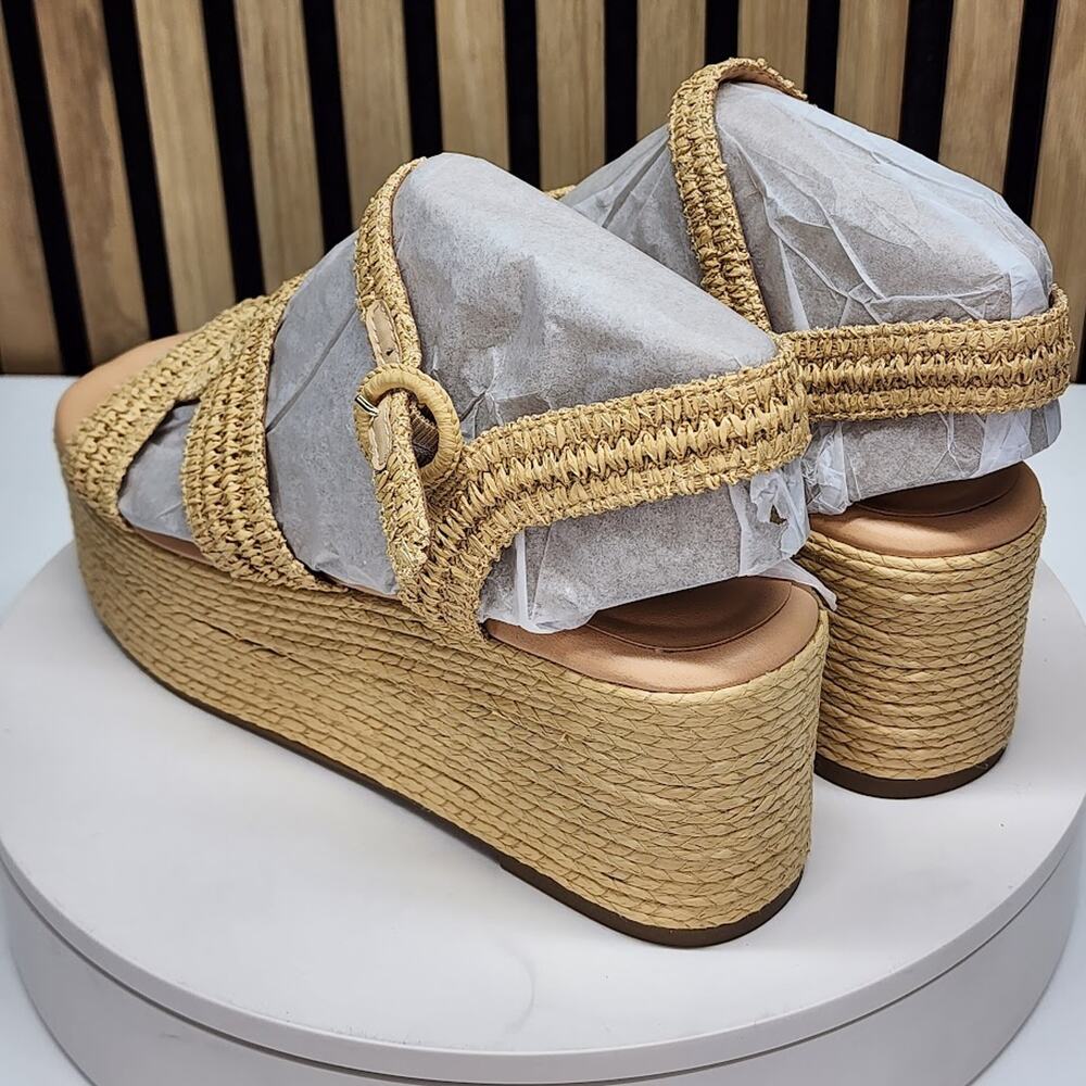 NEW - Marc Fisher LTD Payley Women’s Woven Platform Wedge Sandals Natural 10 M - Picture 5 of 9